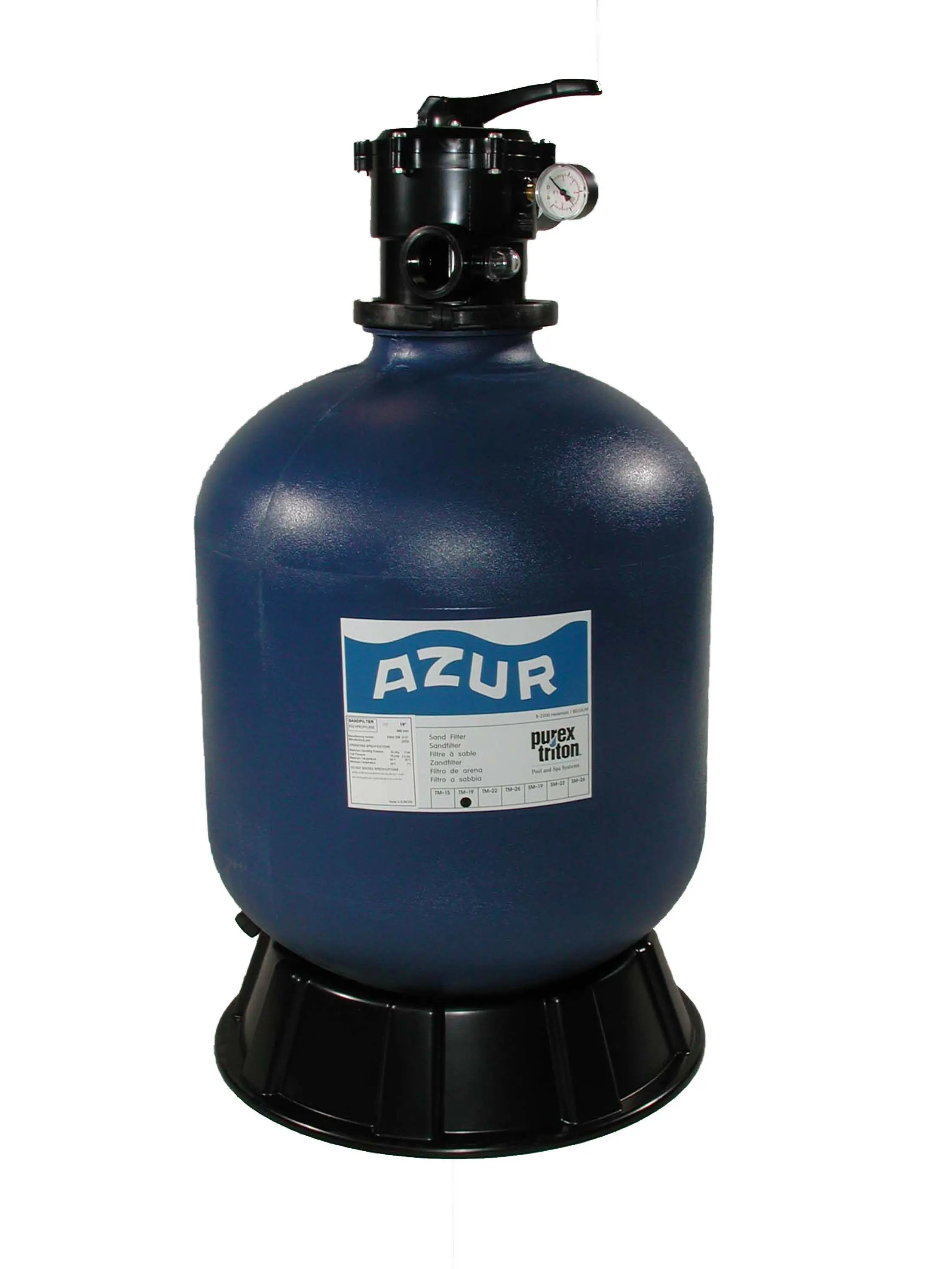 Azur Filterbehälter d375mm mit 6-Wege Top Mount Filterfläche 0.11m2